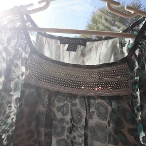 Teal Animal Print Tunic and Teal Pants Set